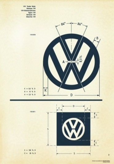 Recreated-Vintage VW Logo Specification Poster For Download | your creative logo designer #logo #guidelines