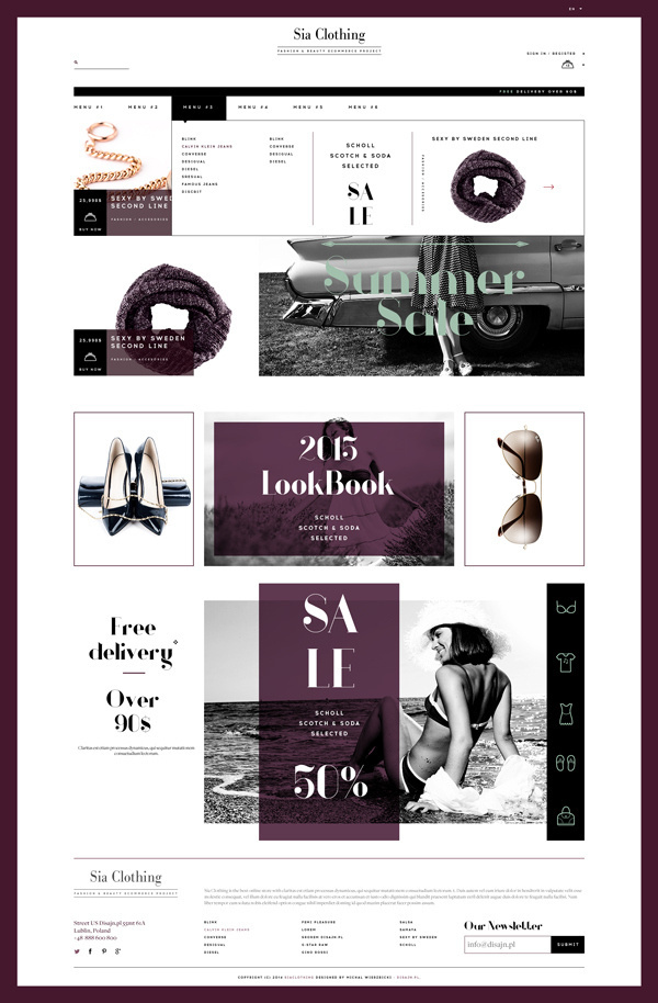 SiaClothing on Web Design Served #fashion #web #white #black