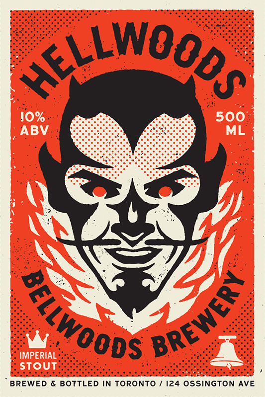 Hellwoods_big #brewery #devil #illustration #fire #vintage #typography
