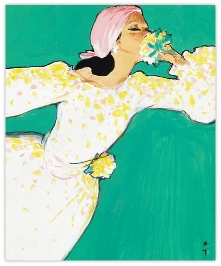 International Textiles cover No. 482, II 1972 | MODESQUISSE #rene #gruau #illustration #fashion #green