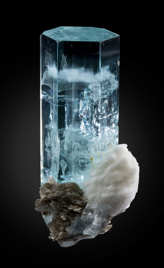 Aquamarine with cleavelandite and muscovite; Pakistan #muscovite #aquamarine #cleavelandite #pakistan