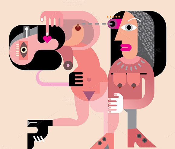 Two naked women dancing #picture #dance #person #erotic #women #illustration #character #naked