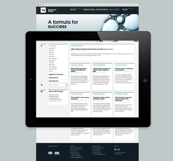 Tablet design - Argentum Group by Ascend Studio #website #responsive #legal #tablet