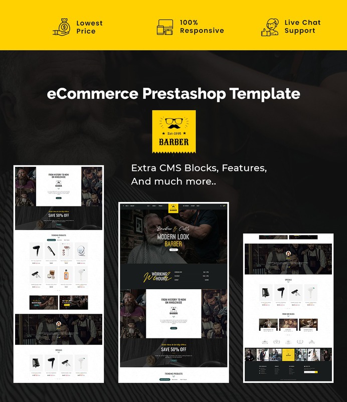 #Barber & #Hair #Cutts #Saloon - #Prestashop #Responsive #Theme | #TemplateTrip #eCommerce #Website #Design #Template