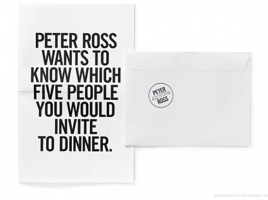 Peter Ross wants to know which five people you would invite for dinner | Swiss Legacy #print