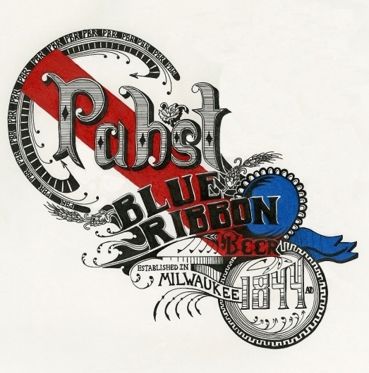 Art & Design Work #beer #ink #design #illustration #handtype #pen #coloredpencil #pabst #typography