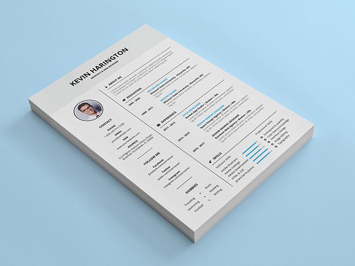 Free Elegant Resume Template in Indesign and Microsoft Word Format