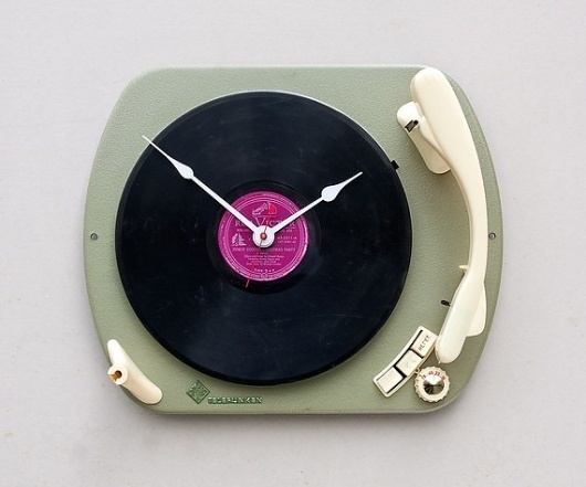 Clock created from a recycled Telefunken record by pixelthis #design #creative #music #clock #product #record player