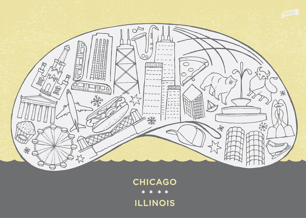 Chicago by Jesse Hora for Global Yodel #hora #chicago #travel #the #culture #jesse #bean #cloudgate #postcard #local