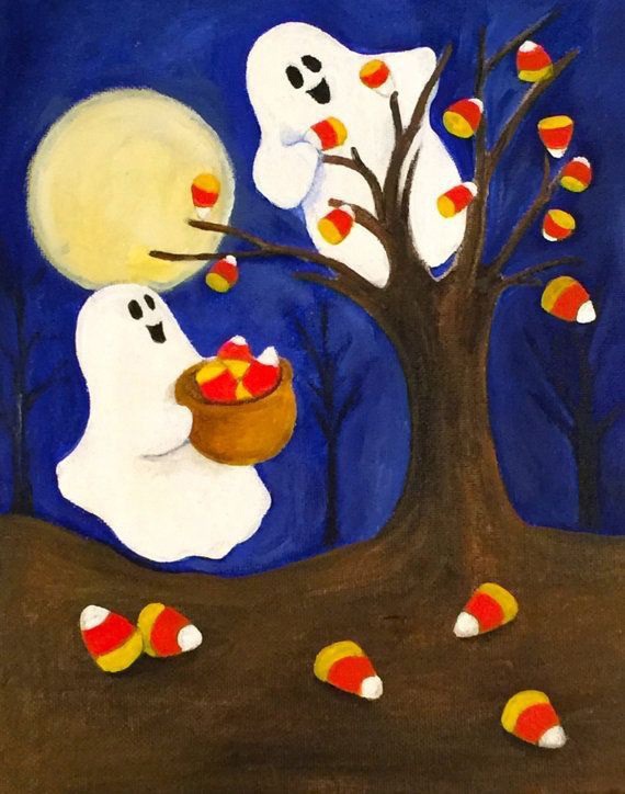 beginner easy halloween paintings & paint by numbers #painting