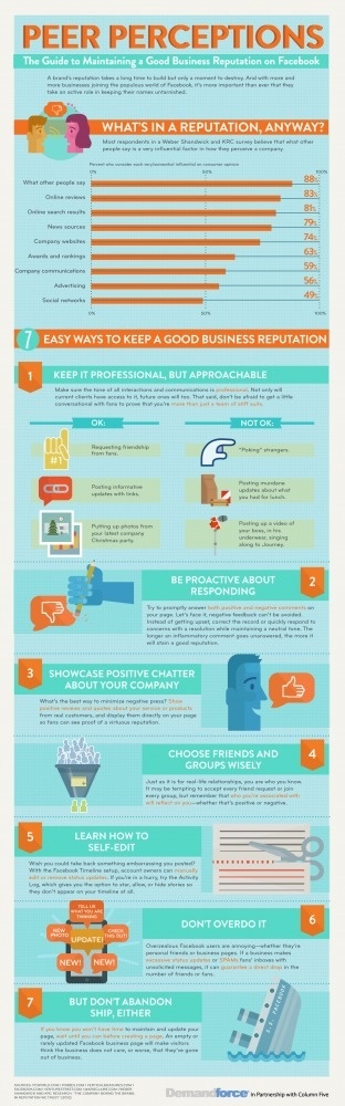 Peer Perceptions: The Guide to Maintaining a Good Business Reputation on Facebook | #tech #perception #business #infographic #facebook #online