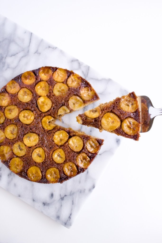 Salted Caramel Banana Upside Down Cake