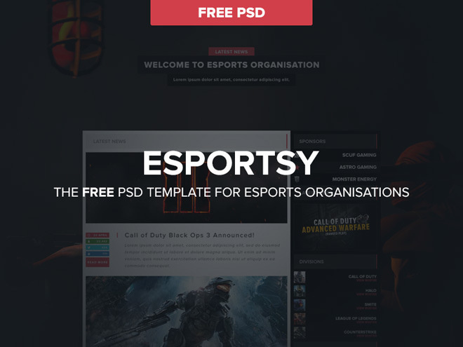 Esportsy : Free PSD template for Sport Website