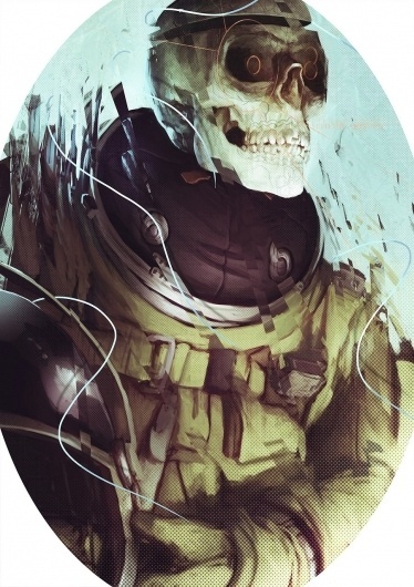 Painting171 by ~bradwright on deviantART #astronaut #skull