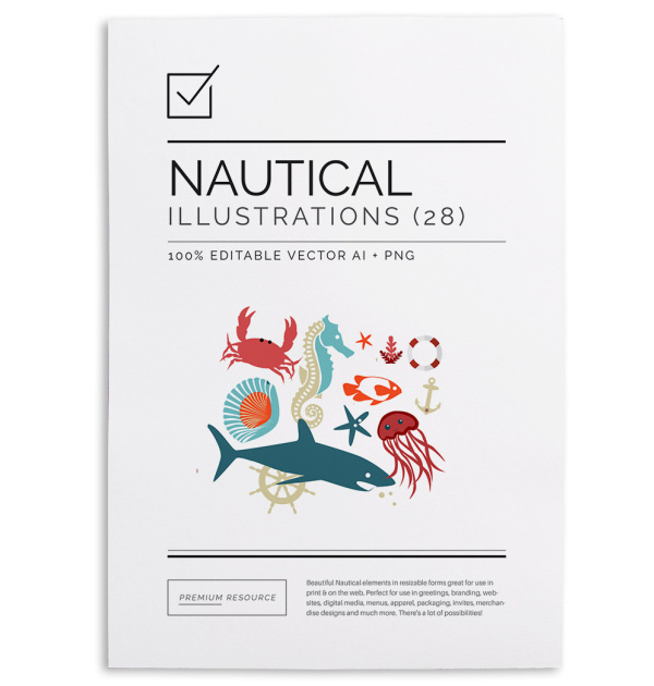Nautical Clip Art & Illustration Vector Set $16.00