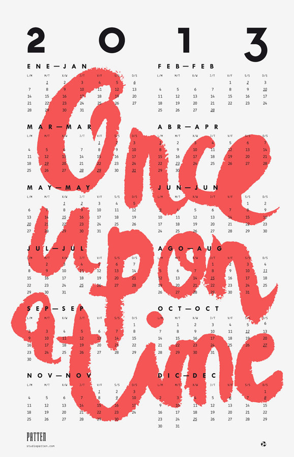 Calendar #typography #calendar #patten #2013