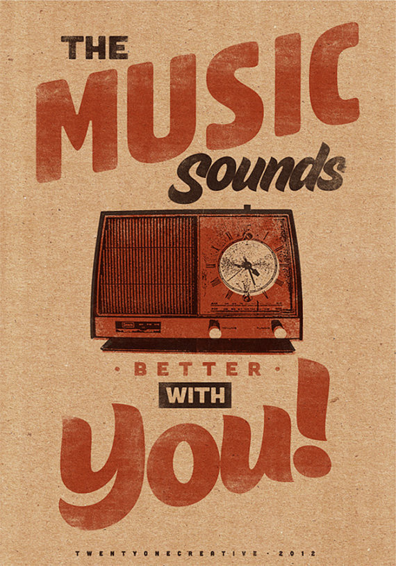 Music Sounds Better With You – Vintage Poster – Retro Art Print #poster #print #retro #art