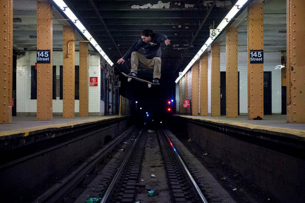 Image of The New York Times Highlights New York Skate Photographer Allen Ying #woa #times #underground #daredevil #photograph #subway #tracks #york #skateboard #new