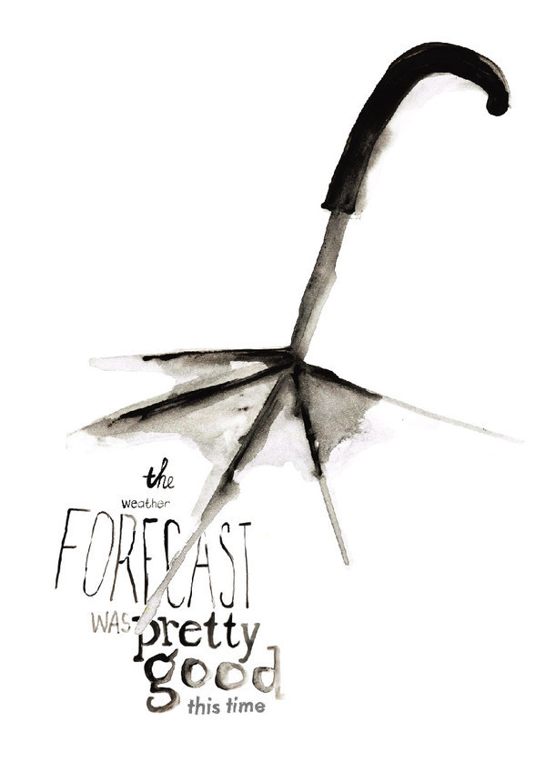 Illustration #ink #umbrella #forecast #draw #black #paint
