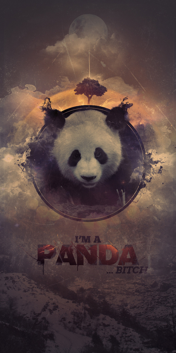 I'm A Panda by Everlong Design #wild #clouds #tree #photomanip #wilderness #panda #case #nature #poster #splatter #bitch