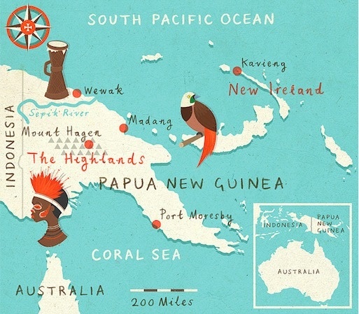 zara picken illustration papua new guinea map #maps #illustation