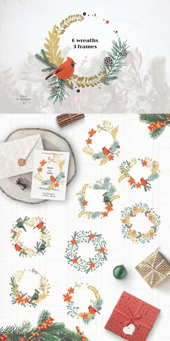 Classic Christmas. Winter clipart se