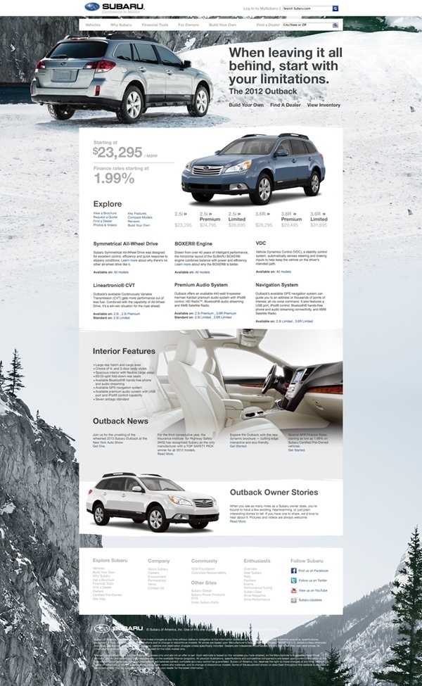 Subaru Concept Site on the Behance Network #website #white #automotive