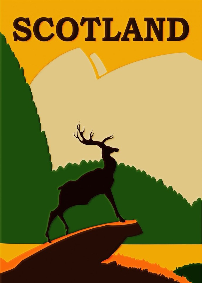 "Scotland" Poster Print on metal by Sam Kal