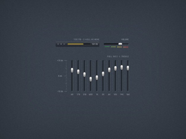 Music player ui elements psd Free Psd. See more inspiration related to Music, Bar, Elements, Ui, Sound, Psd, Material, Slider, Equalizer, Volume, Control, Player, Music player, Horizontal and Eq on Freepik.
