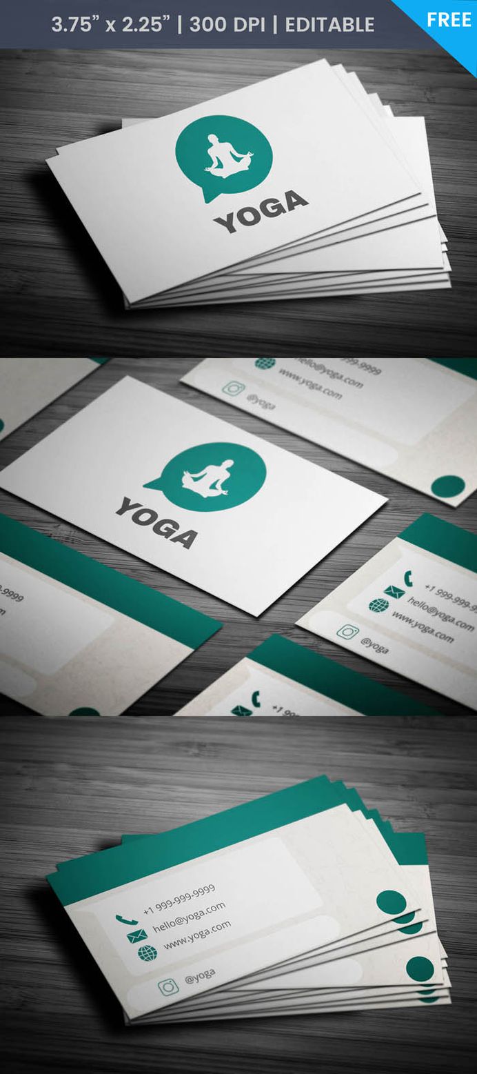 Free Whatsapp Themed Yoga Business Card Template