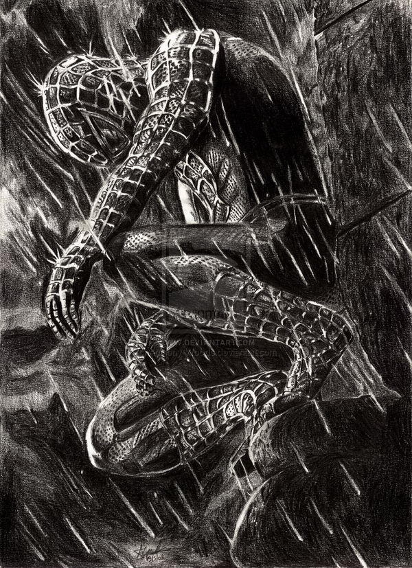 spiderman black and white drawing