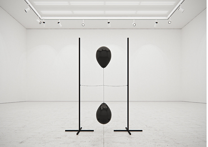 Black baloons art exhibition modern arty cool minimal best designblog design inspiration by mindsparklemag www.mindsparklemag.com