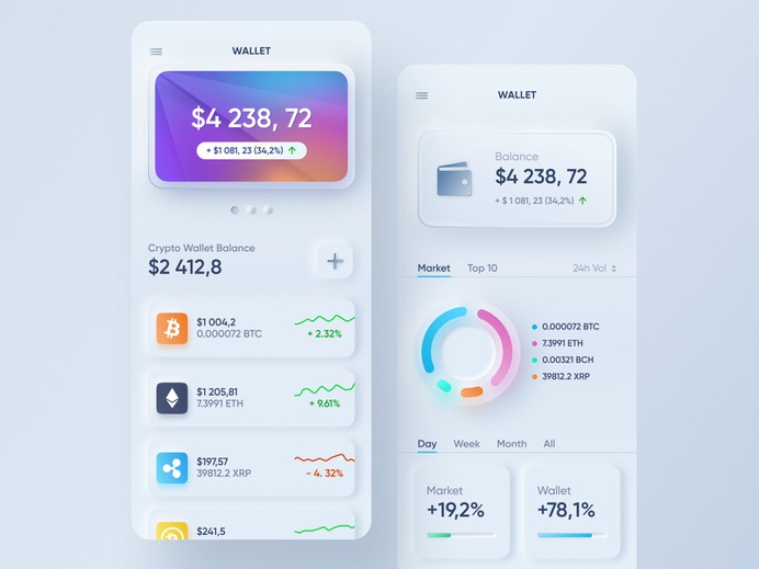 MOBILE CRYPTO WALLET SKEUOMORPH BY THEIFOX