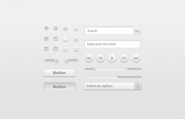 Grey ui pack Free Psd. See more inspiration related to Button, Ui, Drop, Buttons, Grey, Audio, Slider, Pack, Down, Horizontal, Picker and Drop down on Freepik.