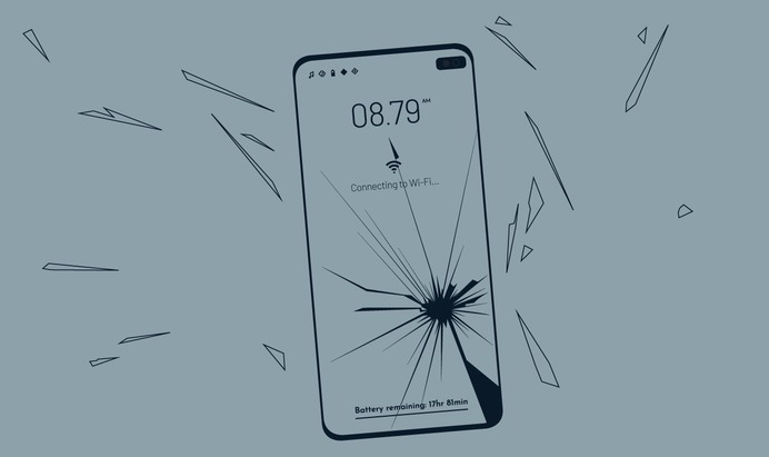 Cracked smartphone screen illustration as featured in Kanis Majoris.