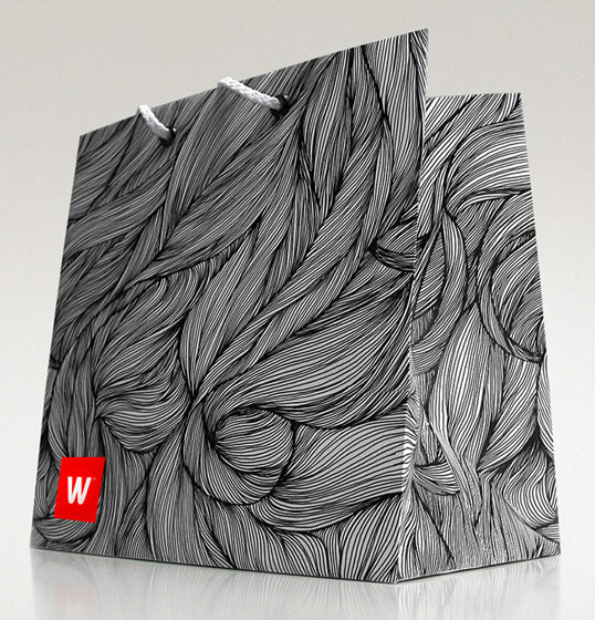 pg_woman1 #line #pattern #white #lines #b&w #packaging #black #hair #art #and #bag