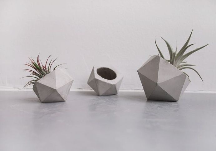 concrete icosahedron planter by frauklarer #interior #concrete #purstic #design #airplant #minimalism #succulent #industrial #minimalst #minimalstic #concretedesign #cactus #cement