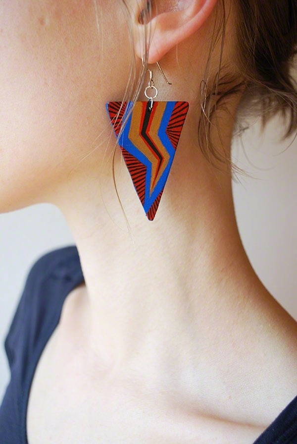 Zaczarowana Walizka #electric #earring #stripes #upcycling #jewellery #triangle #jewelry #recycling #lightning #made #hand