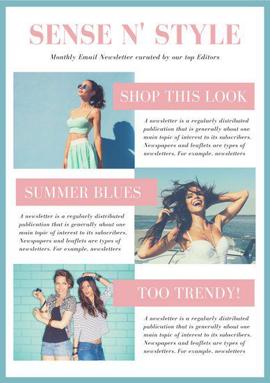 Pink and Light Blue Bordered Email Newsletter