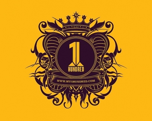 1hundred Branding on the Behance Network #numerals #hundred #gold #logo #1
