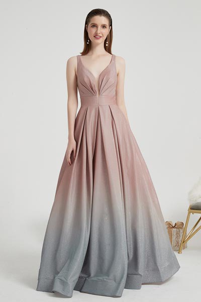 eDressit Straps V-Cut Gradient Pleated BodiceParty Prom Gown(02203156)