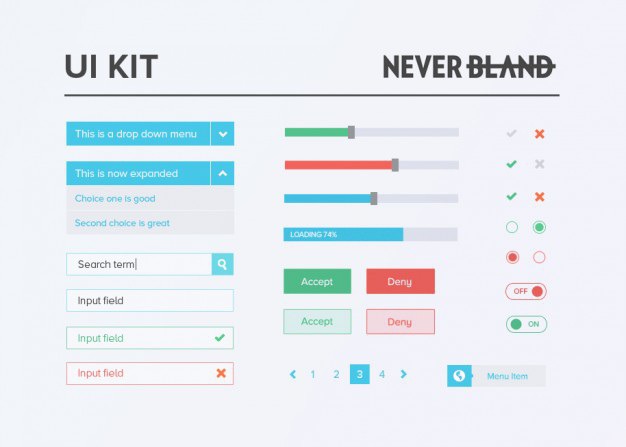 Colorful ui kit with pagination links Free Psd. See more inspiration related to Green, Box, Blue, Red, Text, Colorful, Text box, Radio, Search, Ui, Drop, Buttons, Psd, Switch, Ui kit, Checkbox, Down, Search box, Horizontal, Kit, Links, Input, Pagination, Sliders, Radio buttons, Text input and Drop down on Freepik.
