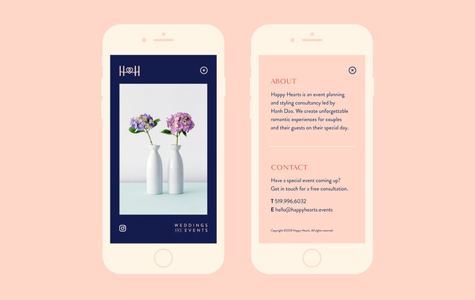 Mobile Holding Page for Happy Hearts Weddings and Events