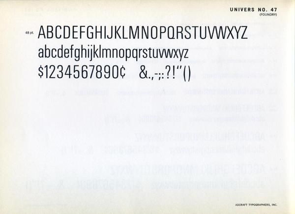 Univers 47 type specimen #type #specimen #typography