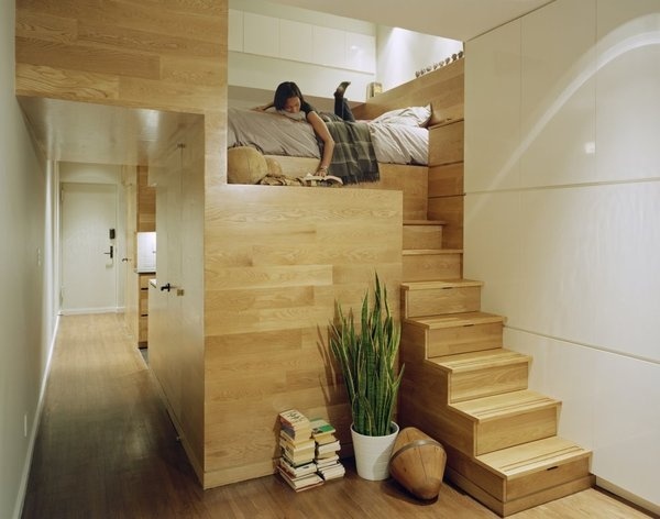 CJWHO ™ (East Village Studio by Jordan Parnass Digital...) #room #storage #design #interiors #wood #photography #architecture #bed #stairs #clever #luxury