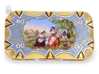 Box: exquisite, small Gold and enamel snuff box, probably Geneva, circa 1830