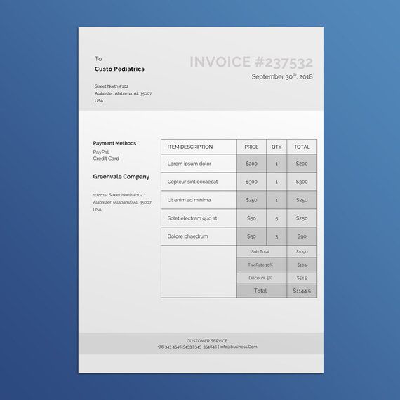 Business Invoice Invoice Template Classic Invoice | Etsy