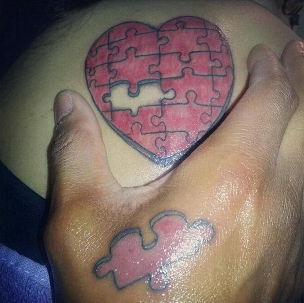 Small autism puzzle piece heart tattoo for her baby today stay tuned  puzzlepiece art heartpuzzle autismawareness pyramidinktattoo  By P E E  K O  Facebook