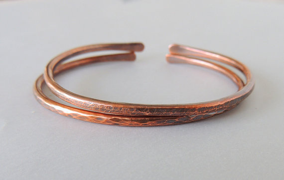 Copper Bangles, Warm Rustic Copper Bangle, Handforged Modern Copper Bracelets #bracelet #copper