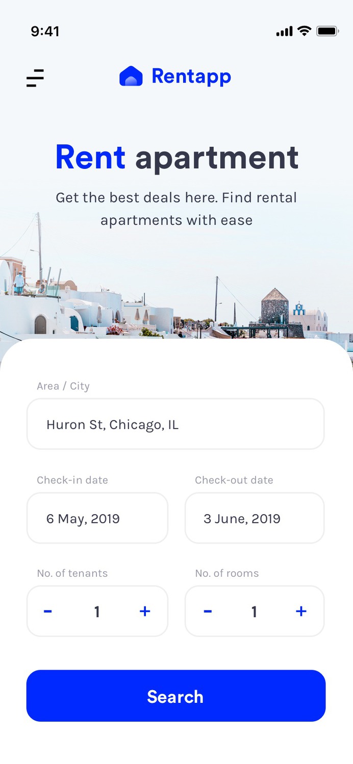 App for rent apartment (Design test assignment)